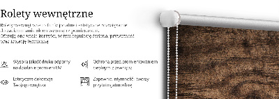 Fabric roller blind for window Dark wood