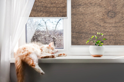 Fabric roller blind for window Dark wood