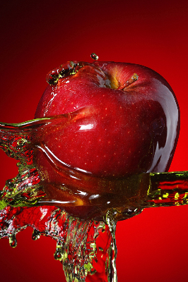 Blackout roller blind An apple doused with water