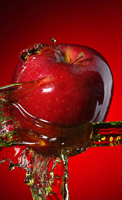 Blackout roller blind An apple doused with water