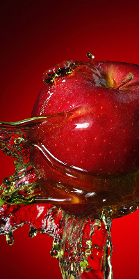 Blackout roller blind An apple doused with water