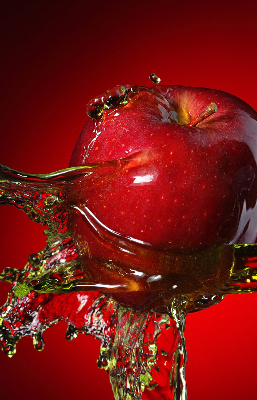 Blackout roller blind An apple doused with water