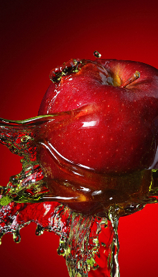 Blackout roller blind An apple doused with water