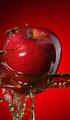 Blackout roller blind An apple doused with water