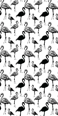 Fabric roller blind for window black flamingos print