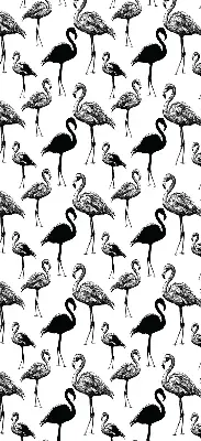 Fabric roller blind for window black flamingos print