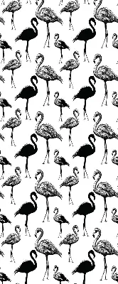 Fabric roller blind for window black flamingos print