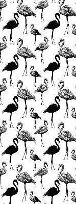 Fabric roller blind for window black flamingos print
