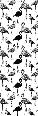 Fabric roller blind for window black flamingos print