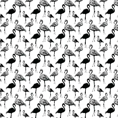 Fabric roller blind for window black flamingos print