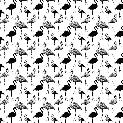 Fabric roller blind for window black flamingos print