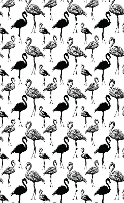 Fabric roller blind for window black flamingos print