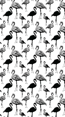 Fabric roller blind for window black flamingos print