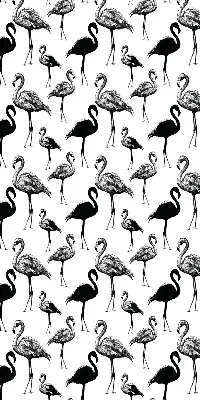 Fabric roller blind for window black flamingos print