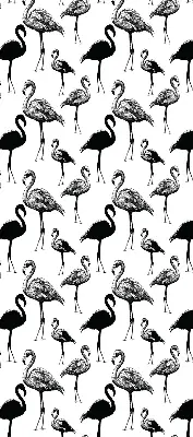 Fabric roller blind for window black flamingos print