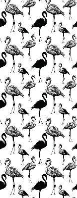 Fabric roller blind for window black flamingos print