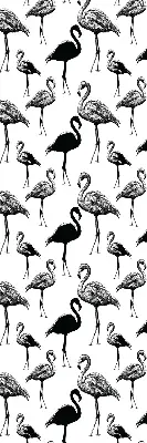 Fabric roller blind for window black flamingos print