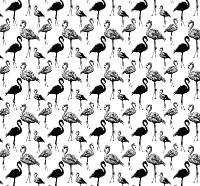 Fabric roller blind for window black flamingos print