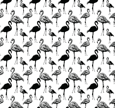 Fabric roller blind for window Black flamingos