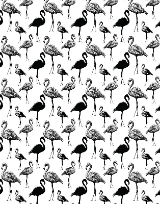 Fabric roller blind for window black flamingos print