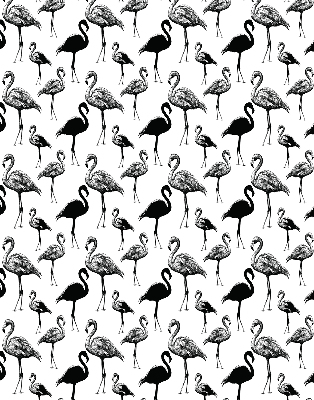 Fabric roller blind for window Black flamingos