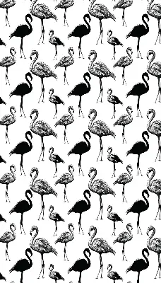 Fabric roller blind for window black flamingos print