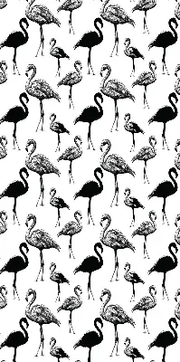 Fabric roller blind for window black flamingos print
