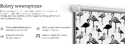 Fabric roller blind for window black flamingos print