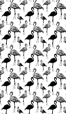 Fabric roller blind for window black flamingos print