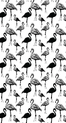 Fabric roller blind for window black flamingos print