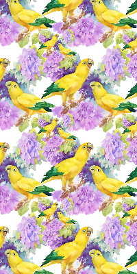 Fabric roller blind for window Yellow parrots