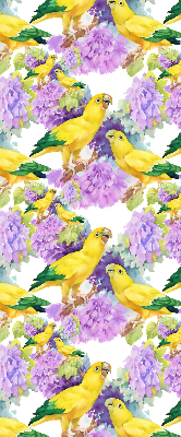Fabric roller blind for window Yellow parrots
