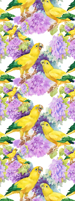 Fabric roller blind for window Yellow parrots