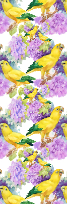 Fabric roller blind for window Yellow parrots