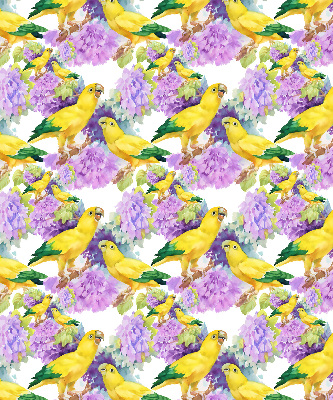 Fabric roller blind for window Yellow parrots