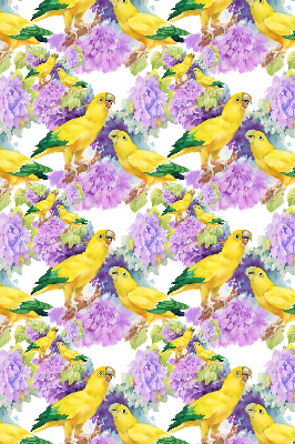 Fabric roller blind for window Yellow parrots