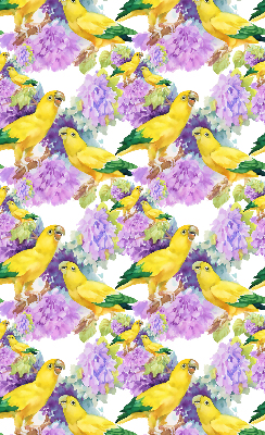 Fabric roller blind for window Yellow parrots