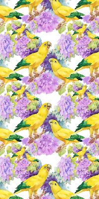 Fabric roller blind for window Yellow parrots