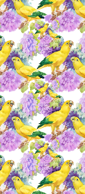 Fabric roller blind for window Yellow parrots
