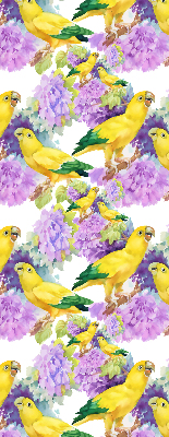 Fabric roller blind for window Yellow parrots