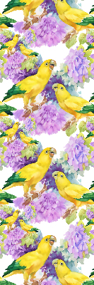 Fabric roller blind for window Yellow parrots