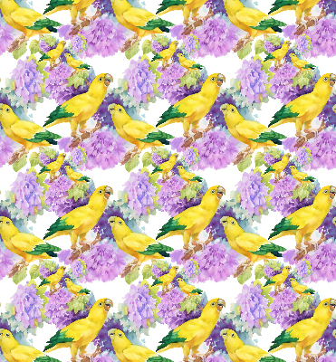 Fabric roller blind for window Yellow parrots
