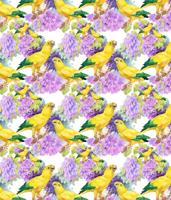Fabric roller blind for window Yellow parrots