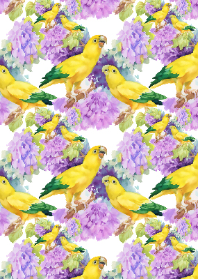 Fabric roller blind for window Yellow parrots