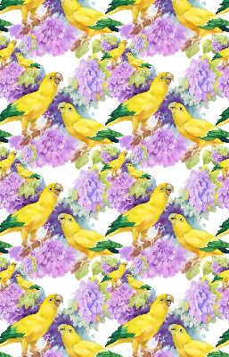 Fabric roller blind for window Yellow parrots