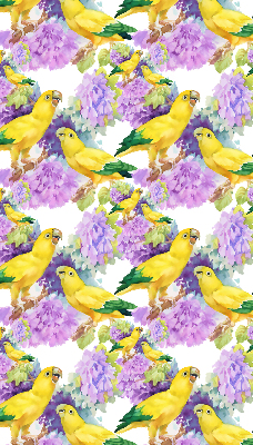Fabric roller blind for window Yellow parrots
