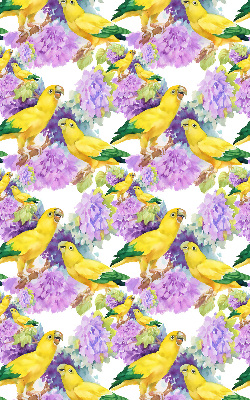 Fabric roller blind for window Yellow parrots