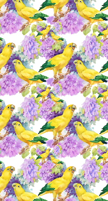 Fabric roller blind for window Yellow parrots
