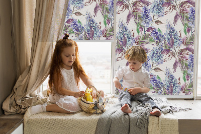 Blackout roller blind for window Summer flowers