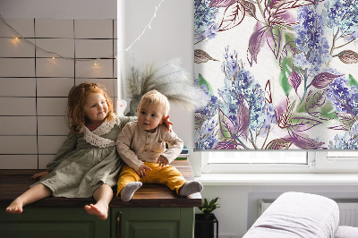 Blackout roller blind for window Summer flowers